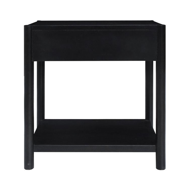 Egberto 22'' Black Oak 1-Drawer Nightstand
