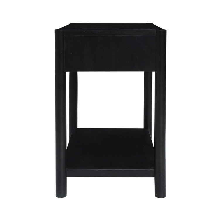 Egberto 22'' Black Oak 1-Drawer Nightstand