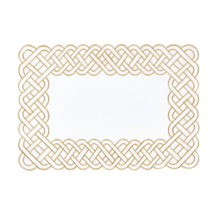 Gold Embroidered Fabric Rectangle Placemats Set of 4