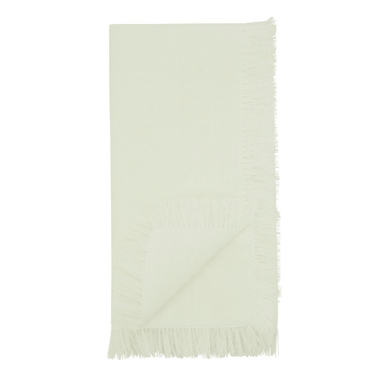 White Cotton Fringed Square Table Napkins Set of 4