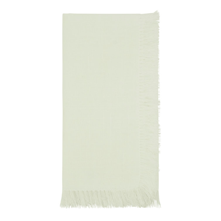 White Cotton Fringed Square Table Napkins Set of 4
