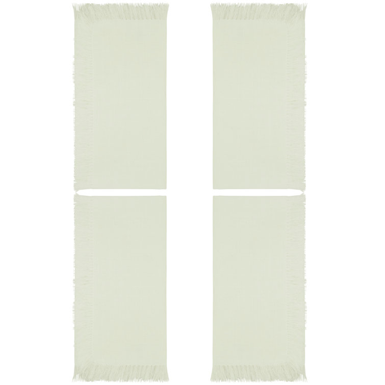 White Cotton Fringed Square Table Napkins Set of 4