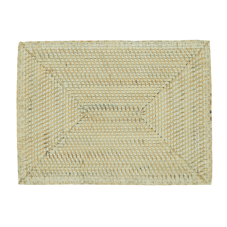 White Woven Rattan Rectangular Table Mats Set of 4