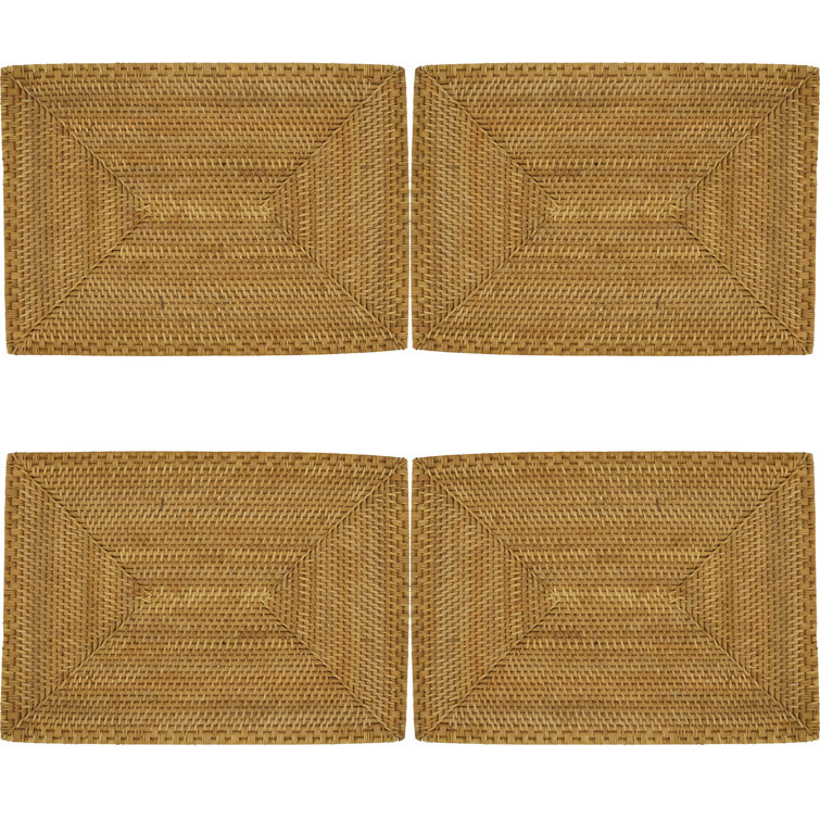 Caramel Woven Rattan Rectangular Placemats Set of 4