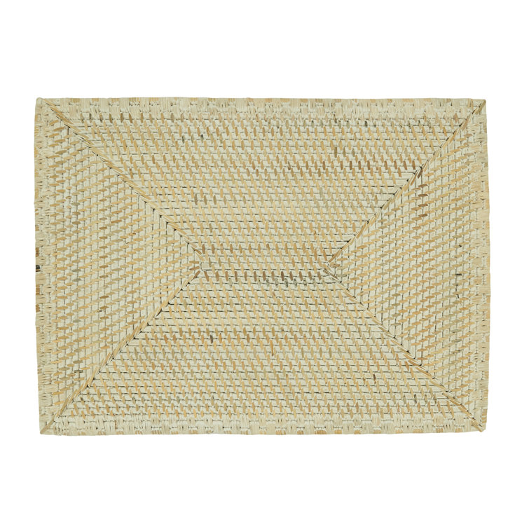 White Woven Rattan Rectangular Table Mats Set of 4