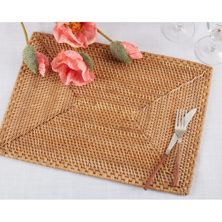 Caramel Woven Rattan Rectangular Placemats Set of 4