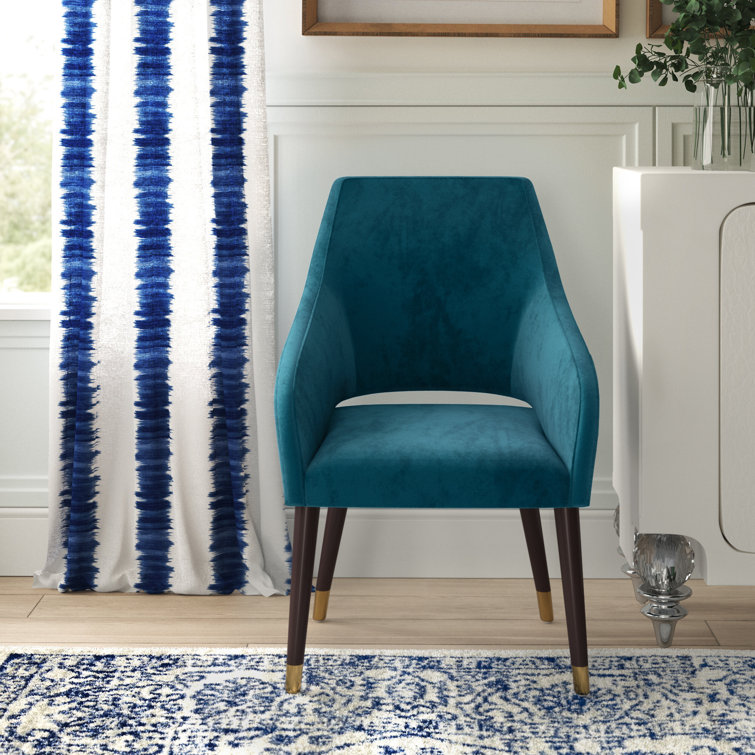 Vivianne Timeless Teal Tufted Upholstered Armchair with Poplar Wood Legs