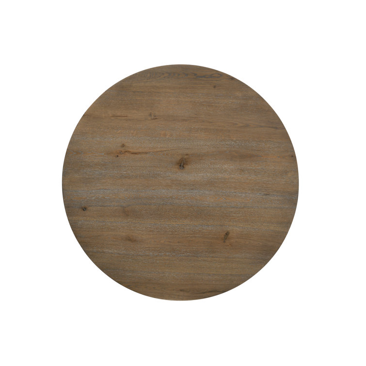 Bhoori Brutus Vintage Walnut 47" Wide Contemporary Round Dining Table with Wheat Colored Base