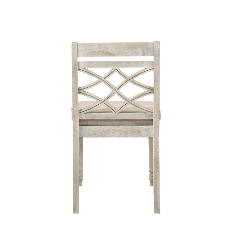 White Upholstered Cross Back Wood Side Chair, 19" Wide