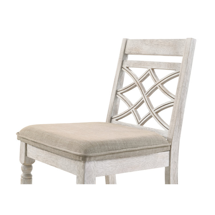 White Upholstered Cross Back Wood Side Chair, 19" Wide