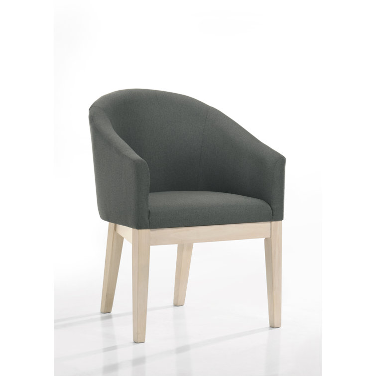 Neroli Gray Fabric Barrel Tub Accent Chairs with Oak White Side Table Set