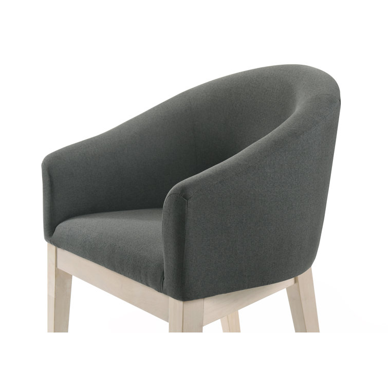 Neroli Gray Fabric Barrel Tub Accent Chairs with Oak White Side Table Set