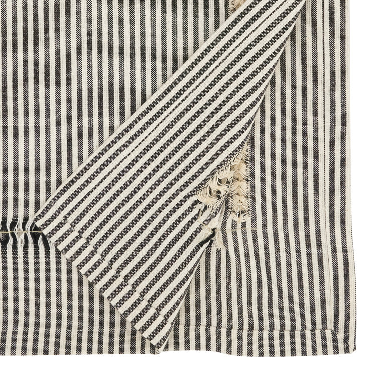 Black and White Striped Cotton Polyester Table Runner