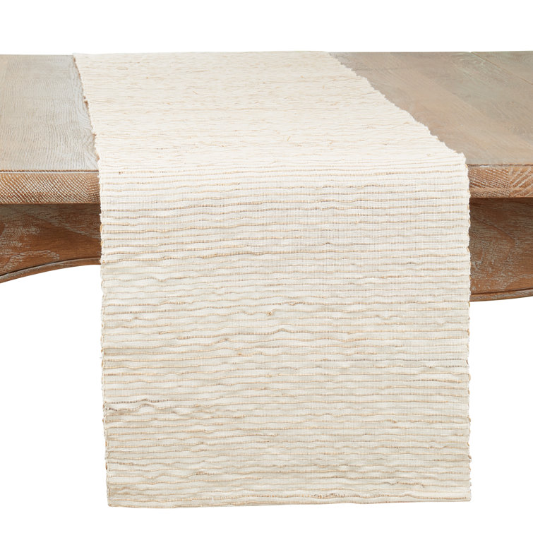 Beige Textured Polyester Table Runner, 23" x 19"