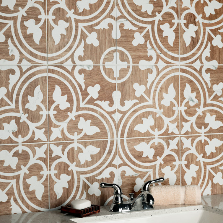 Llama Arte Loire Verso Brown Porcelain Patterned Wall & Floor Tile