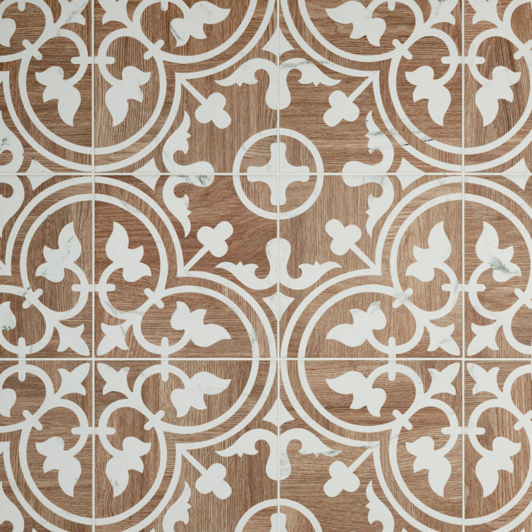 Llama Arte Loire Verso Brown Porcelain Patterned Wall & Floor Tile