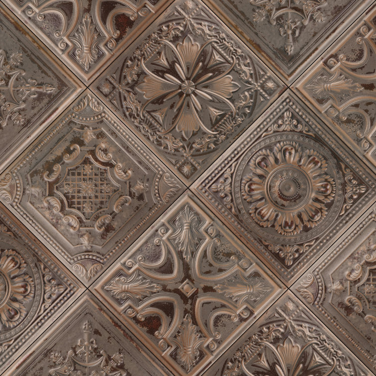 Fitz Copper 8" x 8" Embossed Ceramic Wall Tile