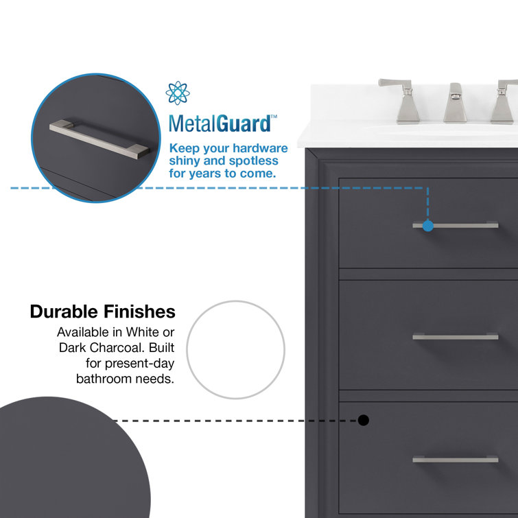 Pure White 24'' Single Bathroom Vanity with Bombay White Top