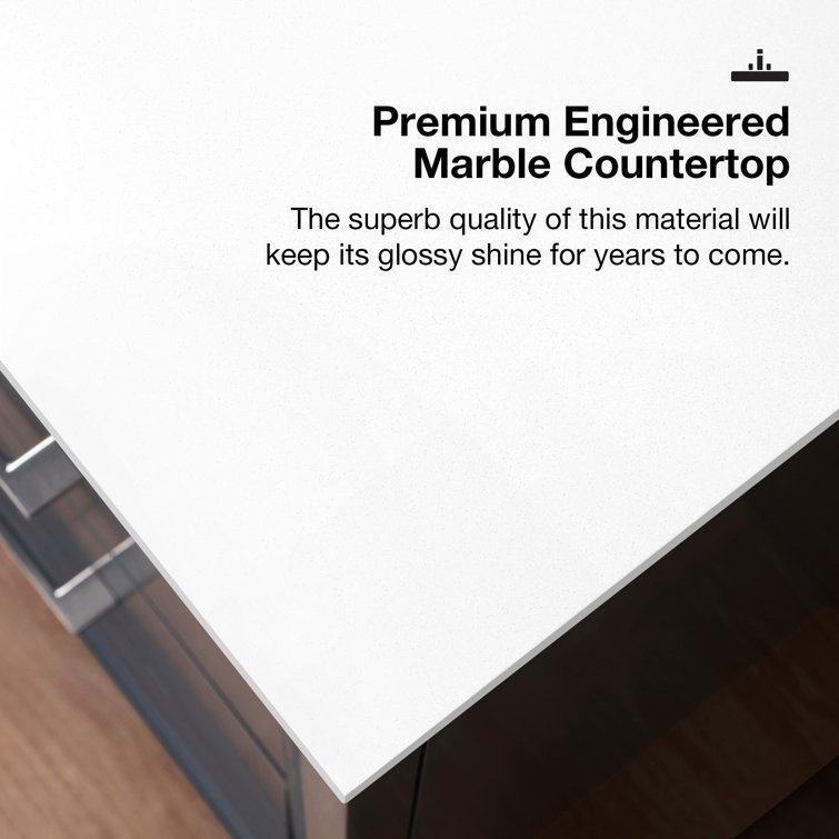 Pure White 24'' Single Bathroom Vanity with Bombay White Top