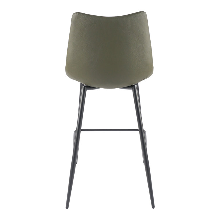 Finnigan Dark Green Vegan Leather Counter Stools with Steel Frame