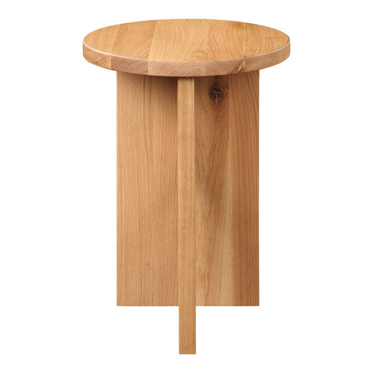Natural Oak Round Abstract End Table
