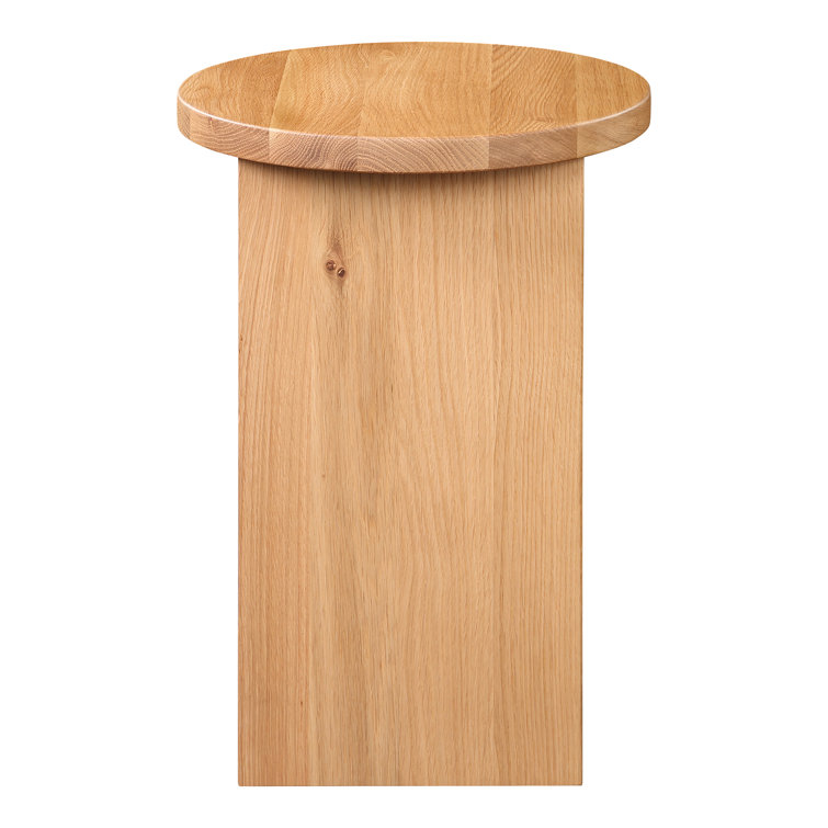 Natural Oak Round Abstract End Table