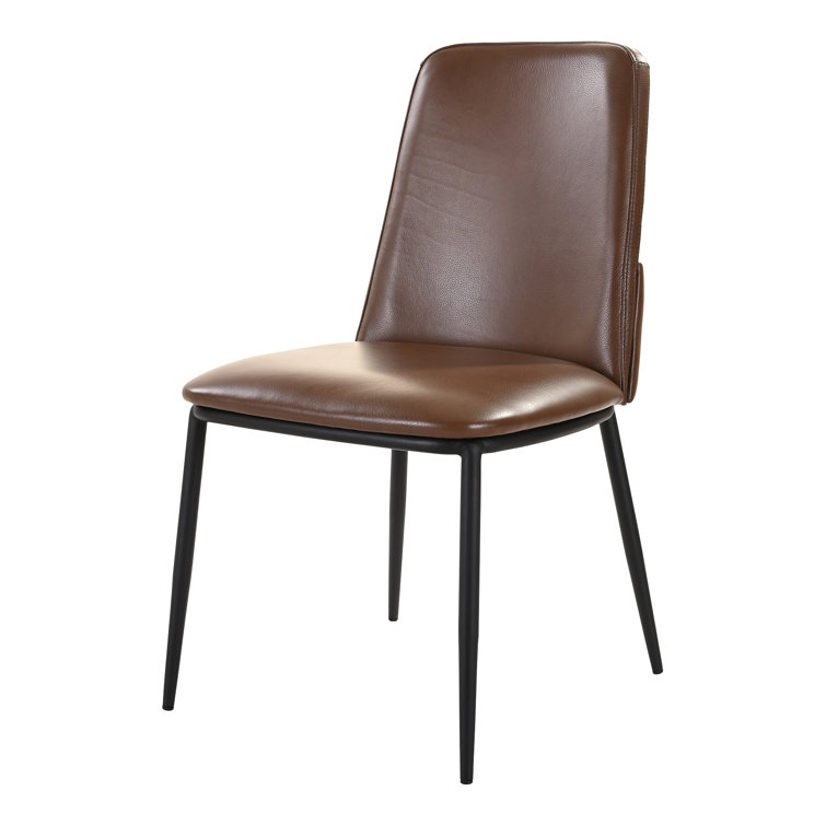 Douglas Modern High-Back Brown Leather Dining Chair