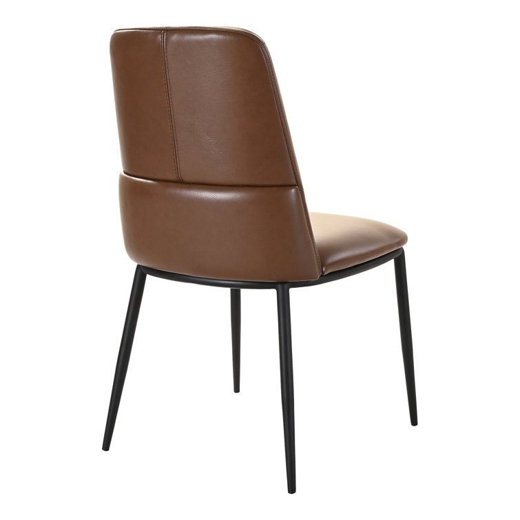 Douglas Modern High-Back Brown Leather Dining Chair