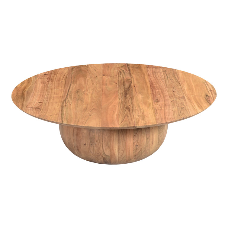 Natural Solid Wood Round Coffee Table with Semi-Gloss Finish