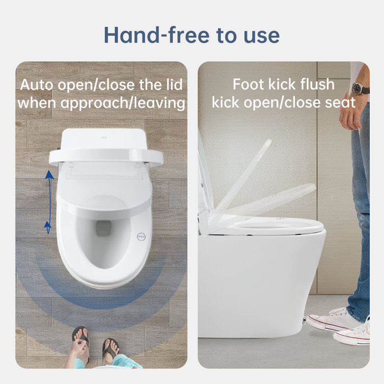White Ceramic High Efficiency Dual Flush One-Piece Smart Toilet