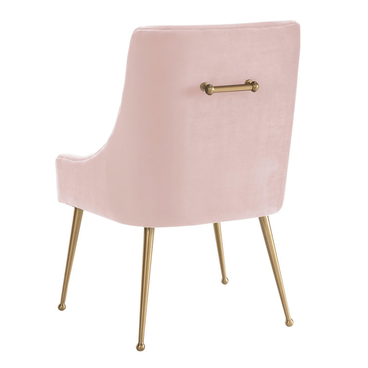 Blush Velvet Parsons Side Chair with Gold Legs