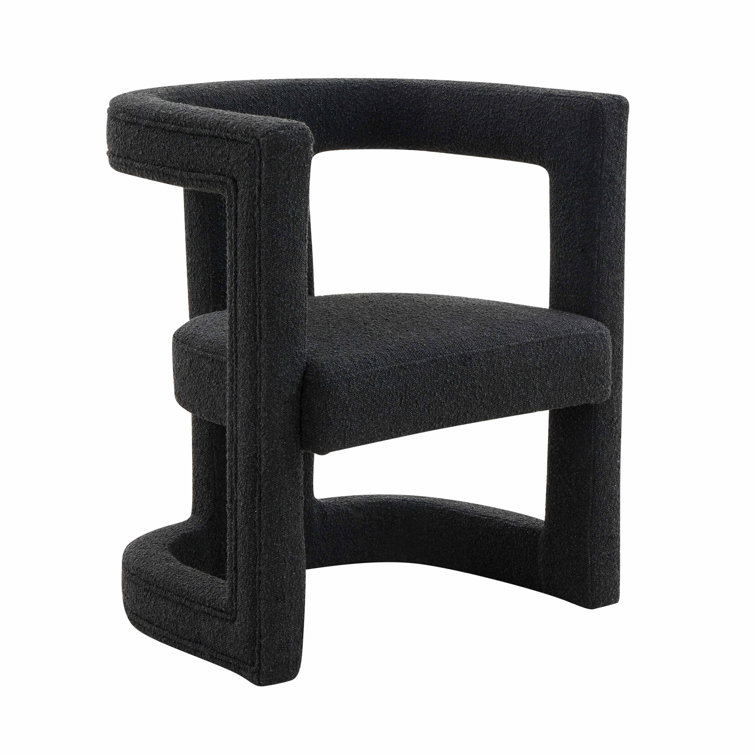 Handcrafted Black Boucle Velvet Contemporary Accent Chair
