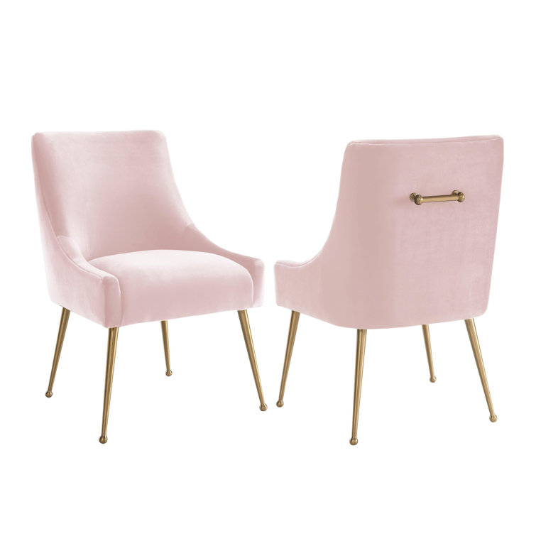 Blush Velvet Parsons Side Chair with Gold Legs
