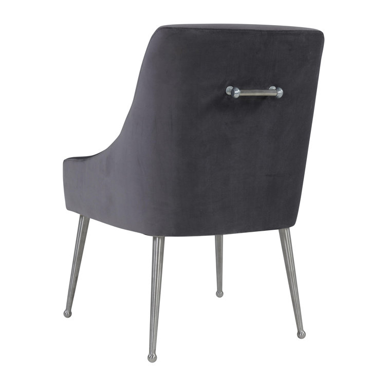Beatrix 19" Grey Velvet Upholstered Side Chair with Silver Metal Legs