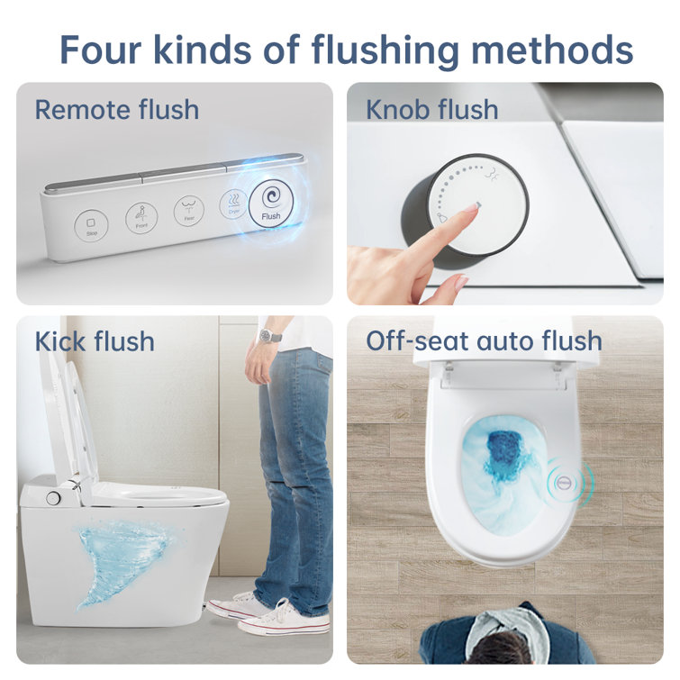 White Ceramic High Efficiency Dual Flush One-Piece Smart Toilet