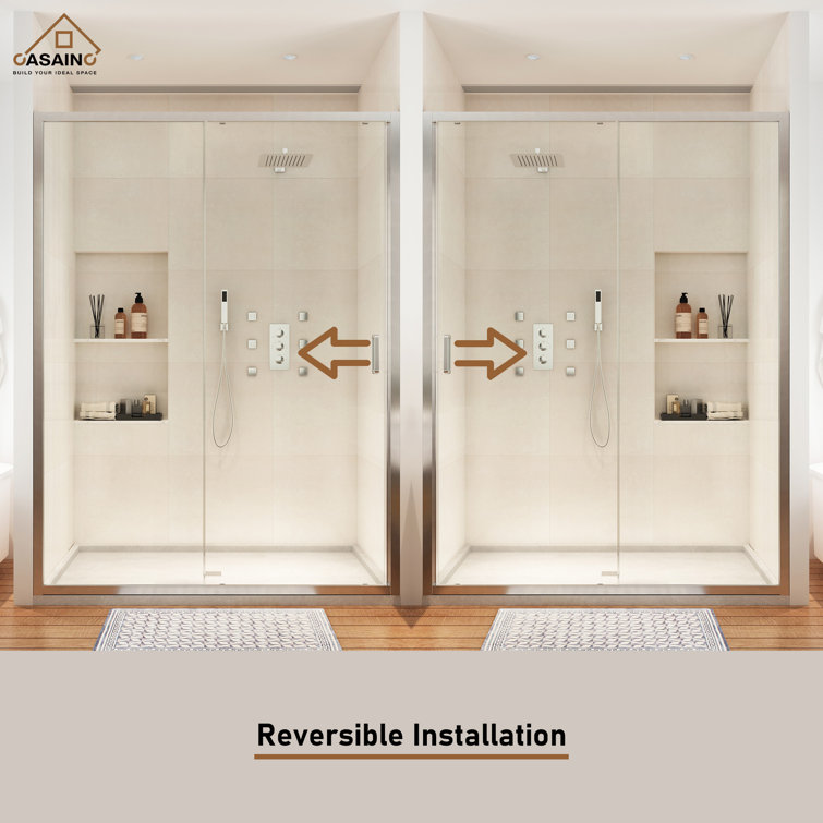 48" x 72" Brushed Nickel Framed Single Sliding Shower Door