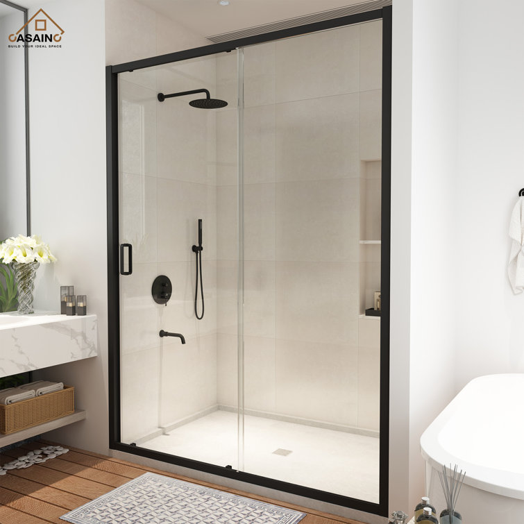 Matte Black 48" x 72" Framed Single Sliding Shower Door