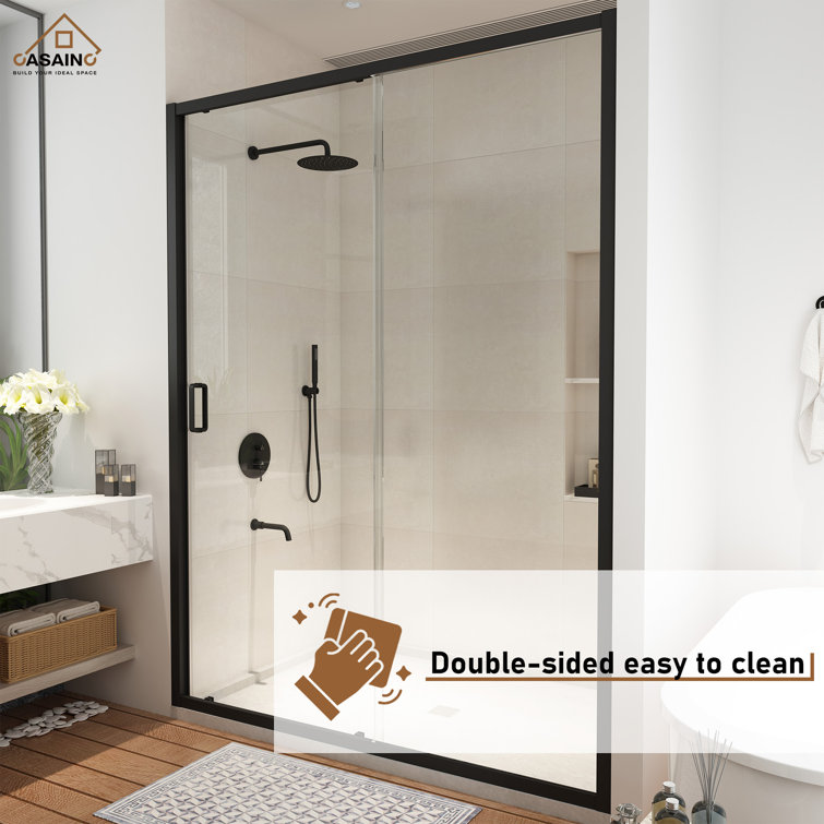 Matte Black 48" x 72" Framed Single Sliding Shower Door
