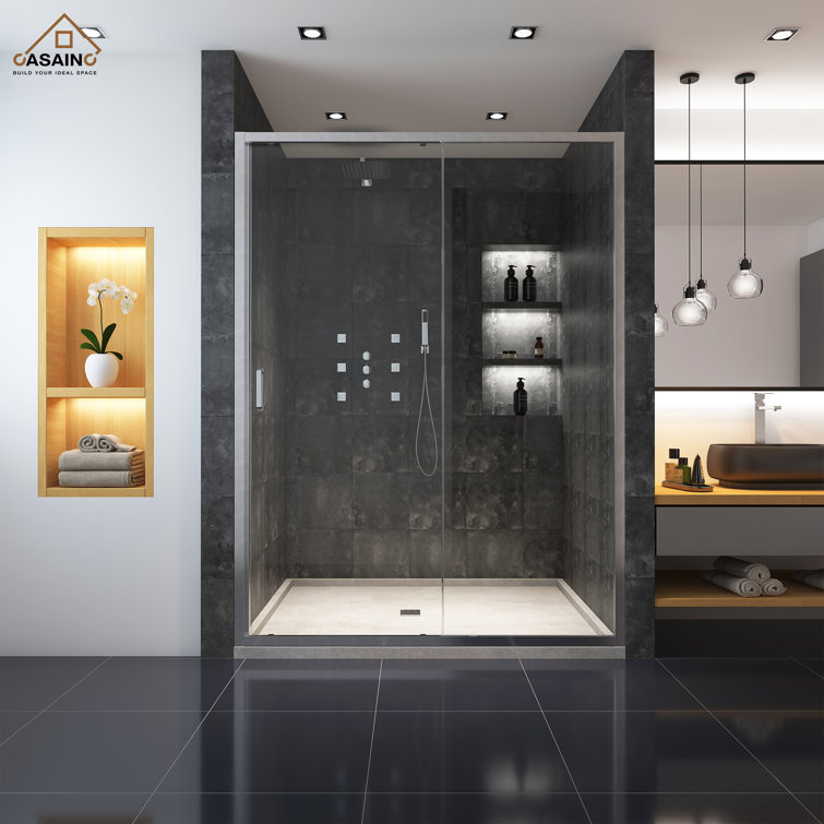 60" x 72" Brushed Nickel Framed Sliding Shower Door