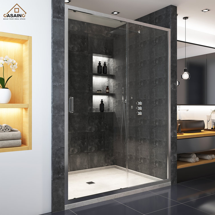 60" x 72" Brushed Nickel Framed Sliding Shower Door