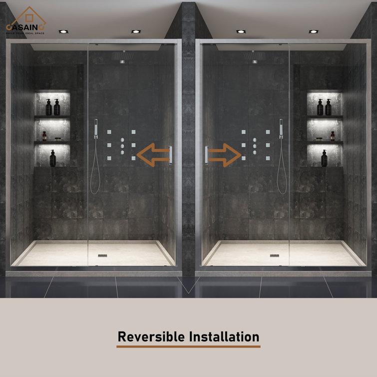 60" x 72" Brushed Nickel Framed Sliding Shower Door