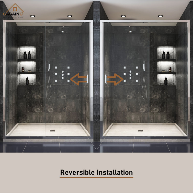 60" x 72" Chrome Framed Single Sliding Shower Door