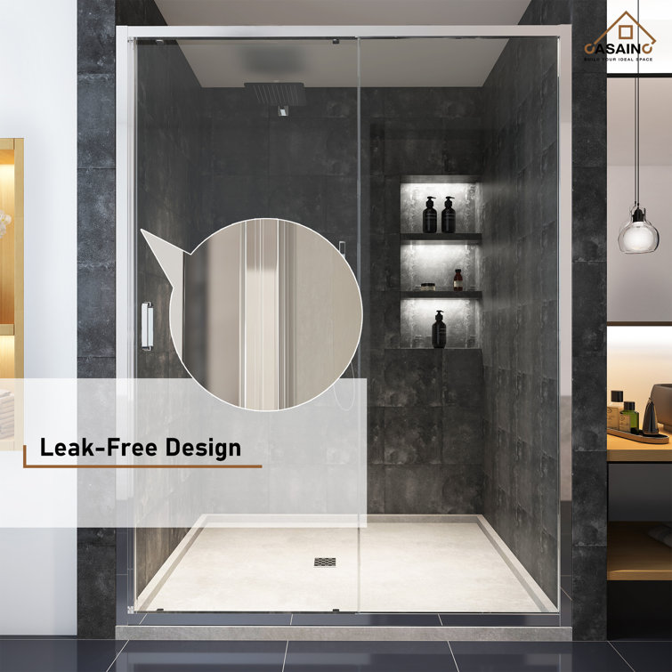 60" x 72" Chrome Framed Single Sliding Shower Door