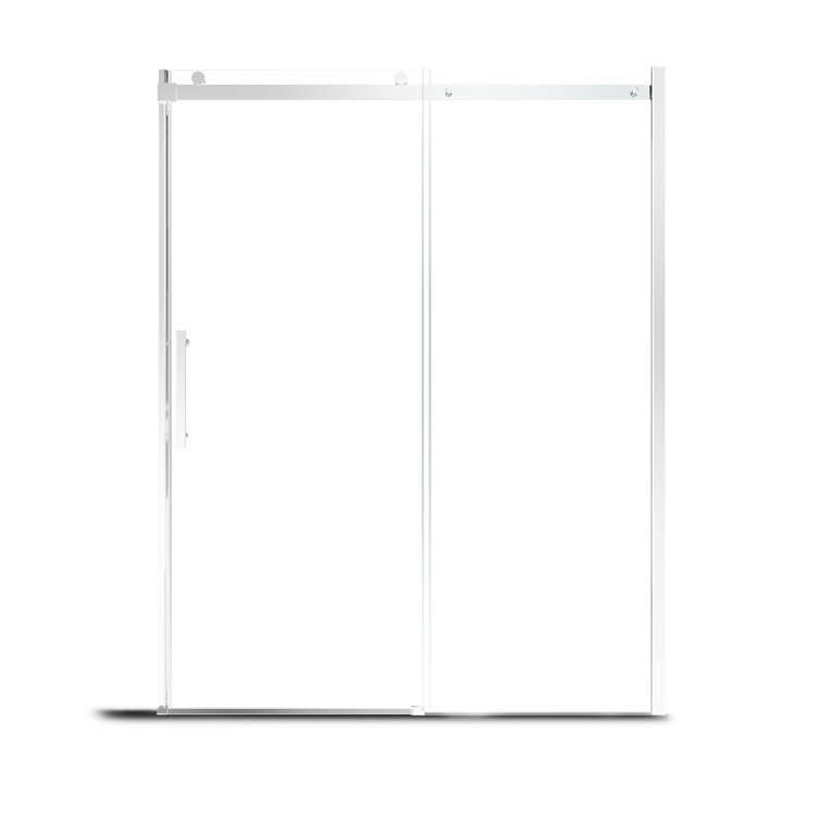 60" Chrome Frameless Sliding Shower Door with Tempered Glass