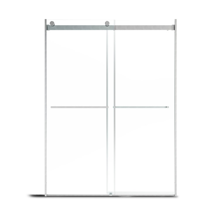 Nickel 48" W x 76" H Frameless Double Sliding Shower Door