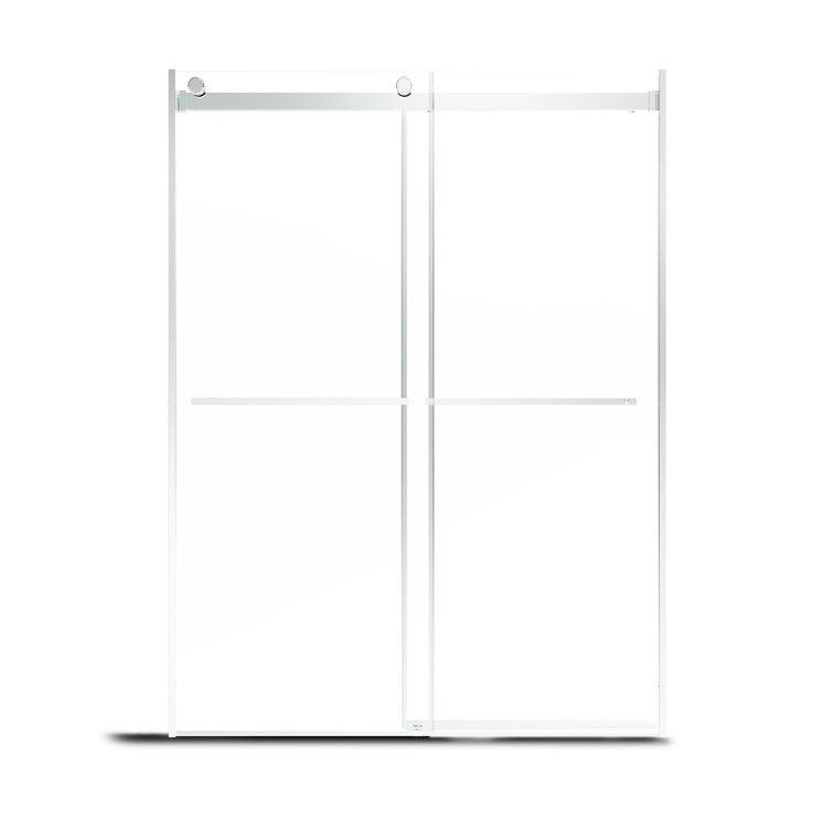 Chrome Frameless Double Sliding Shower Door with Clear Glass