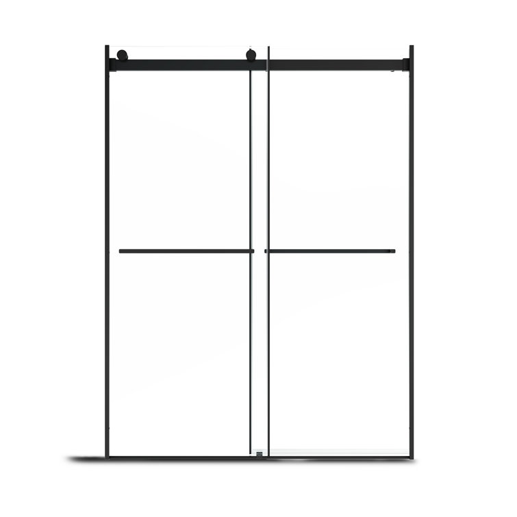 Black Frameless Double Sliding Bypass Shower Door 48" x 76"