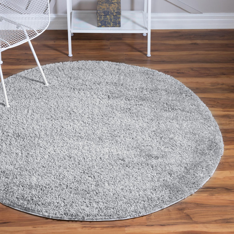 Cloud Gray 8' Square Synthetic Shag Rug