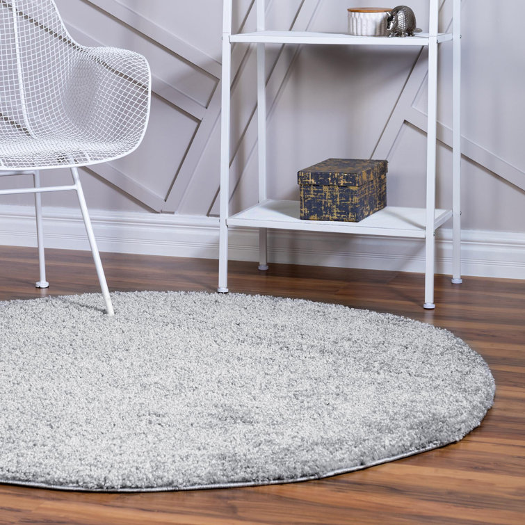 Cloud Gray 8' Square Synthetic Shag Rug