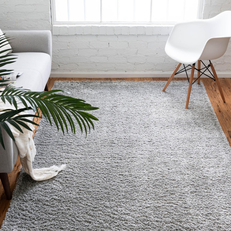 Cloud Gray 8' Square Synthetic Shag Rug